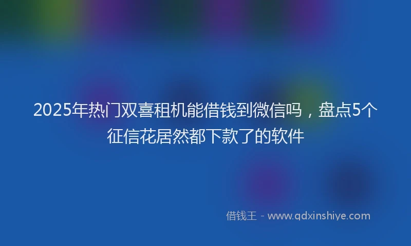 2025年热门双喜租机能借钱到微信吗，盘点5个征信花居然都下款了的软件