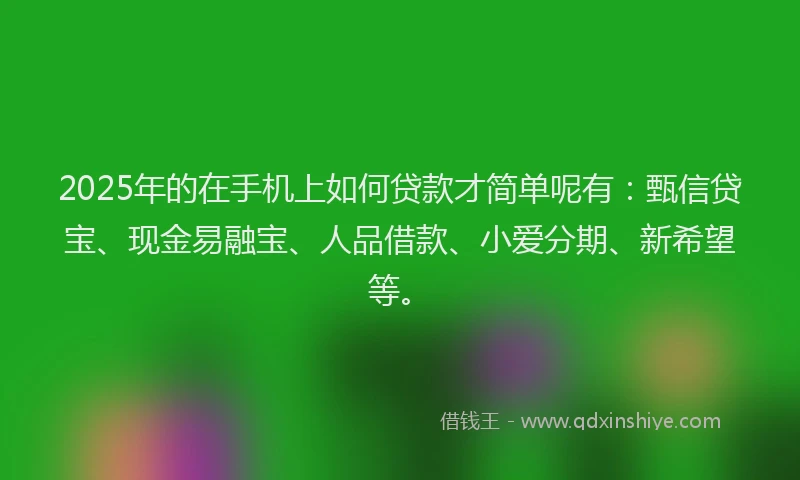 2025年的在手机上如何贷款才简单呢有：甄信贷宝、现金易融宝、人品借款、小爱分期、新希望等。