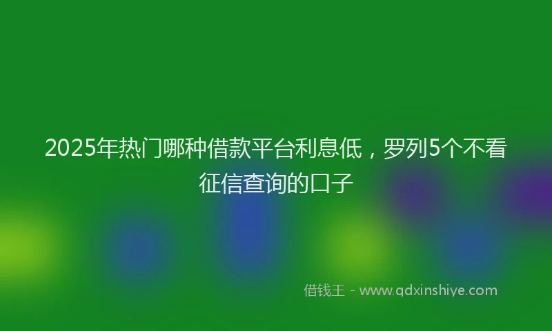 2025年热门哪种借款平台利息低，罗列5个不看征信查询的口子