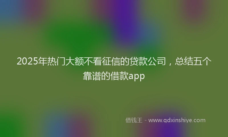 2025年热门大额不看征信的贷款公司，总结五个靠谱的借款app