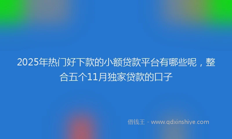 2025年热门好下款的小额贷款平台有哪些呢，整合五个11月独家贷款的口子