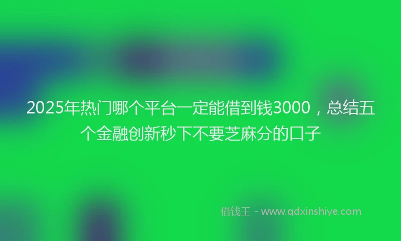 2025年热门哪个平台一定能借到钱3000，总结五个金融创新秒下不要芝麻分的口子
