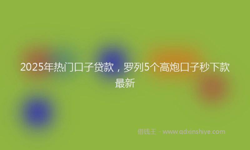 2025年热门口子贷款，罗列5个高炮口子秒下款最新