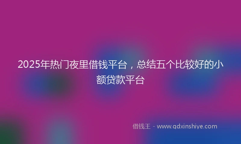 2025年热门夜里借钱平台，总结五个比较好的小额贷款平台
