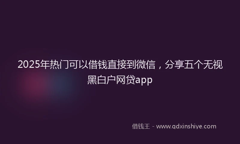 2025年热门可以借钱直接到微信，分享五个无视黑白户网贷app