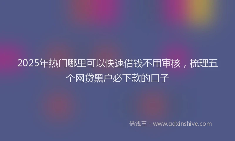 2025年热门哪里可以快速借钱不用审核，梳理五个网贷黑户必下款的口子