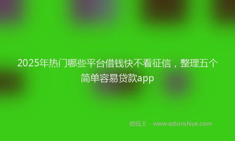 2025年热门哪些平台借钱快不看征信，整理五个简单容易贷款app