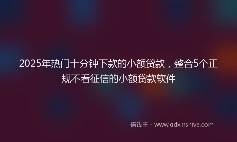 2025年热门十分钟下款的小额贷款，整合5个正规不看征信的小额贷款软件