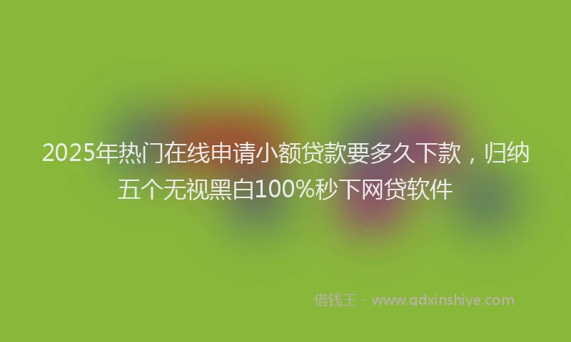 2025年热门在线申请小额贷款要多久下款，归纳五个无视黑白100%秒下网贷软件