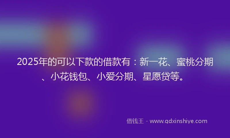 2025年的可以下款的借款有：新一花、蜜桃分期、小花钱包、小爱分期、星愿贷等。