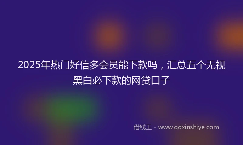 2025年热门好信多会员能下款吗，汇总五个无视黑白必下款的网贷口子
