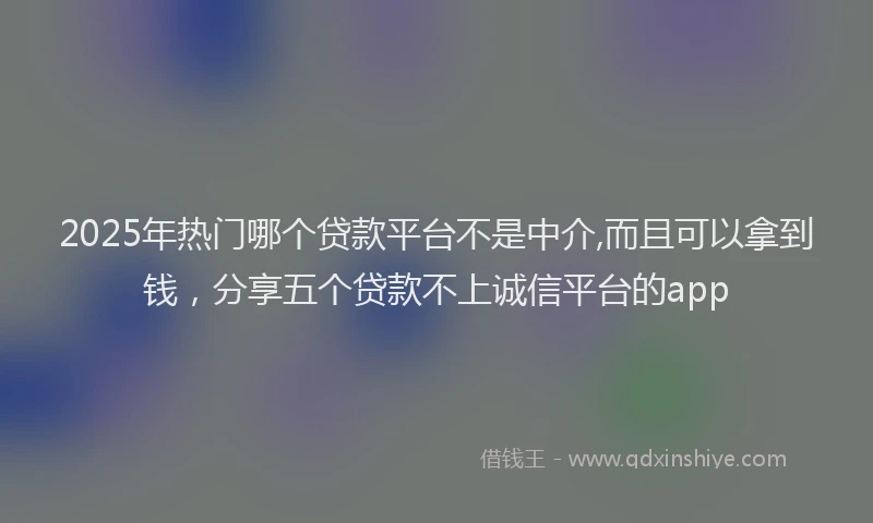 2025年热门哪个贷款平台不是中介,而且可以拿到钱，分享五个贷款不上诚信平台的app