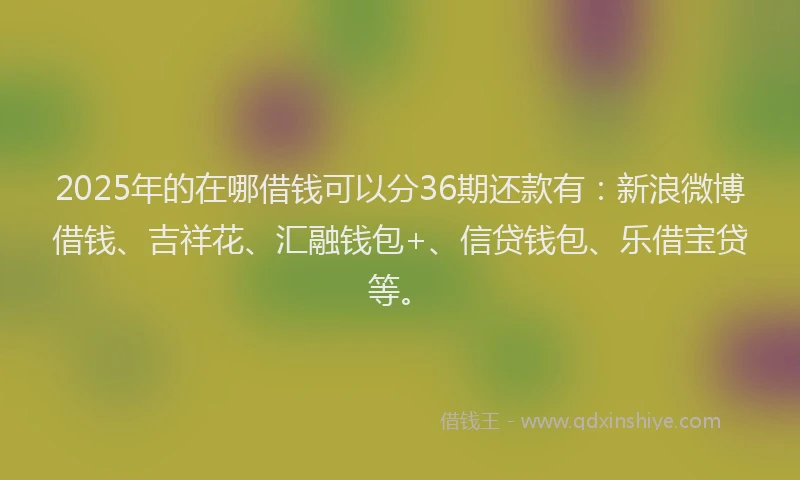 2025年的在哪借钱可以分36期还款有：新浪微博借钱、吉祥花、汇融钱包+、信贷钱包、乐借宝贷等。