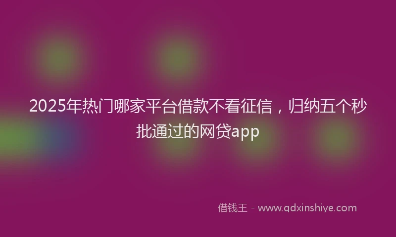 2025年热门哪家平台借款不看征信，归纳五个秒批通过的网贷app