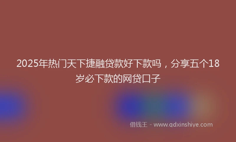 2025年热门天下捷融贷款好下款吗，分享五个18岁必下款的网贷口子