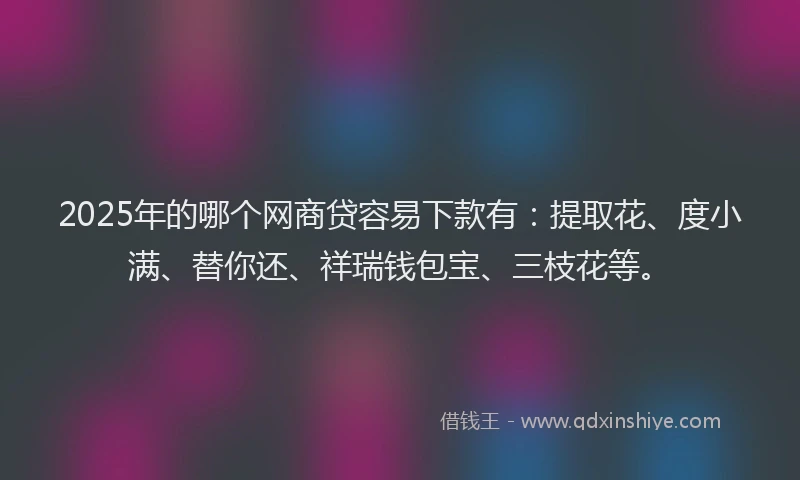 2025年的哪个网商贷容易下款有：提取花、度小满、替你还、祥瑞钱包宝、三枝花等。