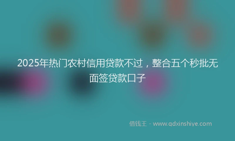 2025年热门农村信用贷款不过，整合五个秒批无面签贷款口子