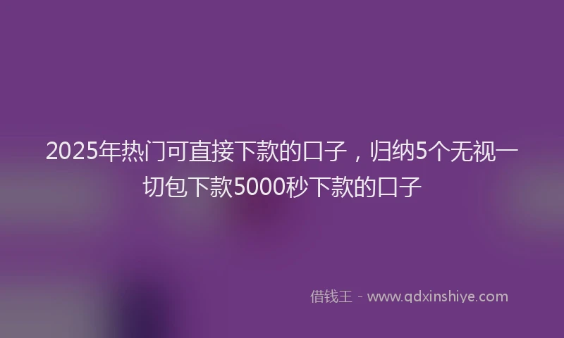 2025年热门可直接下款的口子，归纳5个无视一切包下款5000秒下款的口子