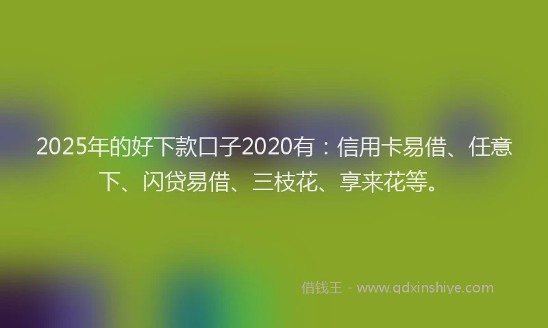 2025年的好下款口子2020有：信用卡易借、任意下、闪贷易借、三枝花、享来花等。