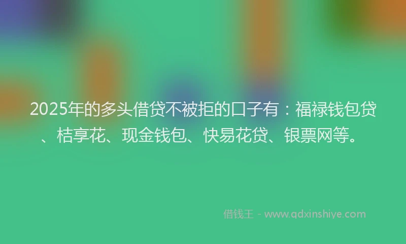 2025年的多头借贷不被拒的口子有：福禄钱包贷、桔享花、现金钱包、快易花贷、银票网等。