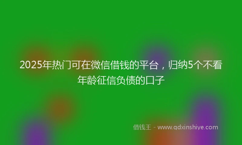 2025年热门可在微信借钱的平台，归纳5个不看年龄征信负债的口子