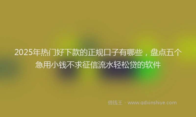 2025年热门好下款的正规口子有哪些，盘点五个急用小钱不求征信流水轻松贷的软件