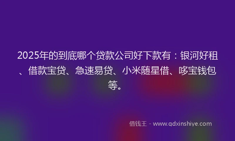 2025年的到底哪个贷款公司好下款有：银河好租、借款宝贷、急速易贷、小米随星借、哆宝钱包等。