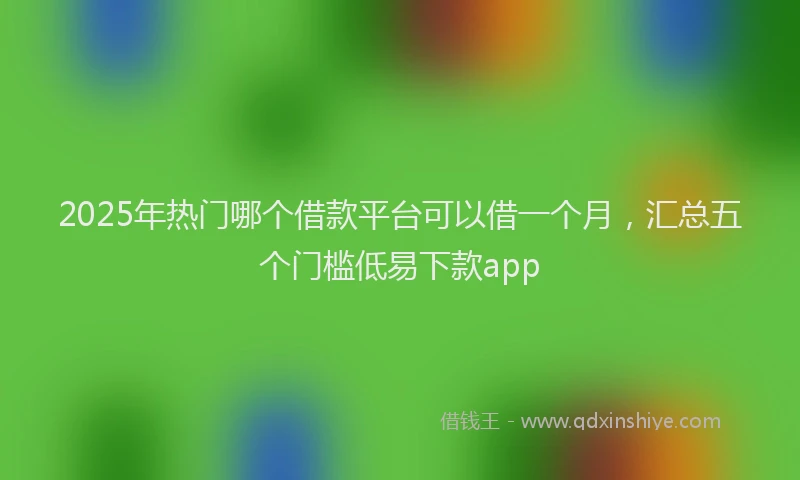 2025年热门哪个借款平台可以借一个月，汇总五个门槛低易下款app