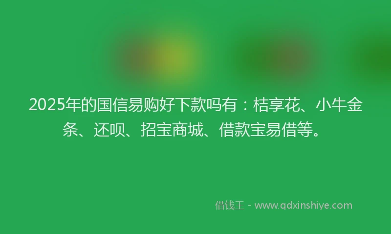 2025年的国信易购好下款吗有：桔享花、小牛金条、还呗、招宝商城、借款宝易借等。