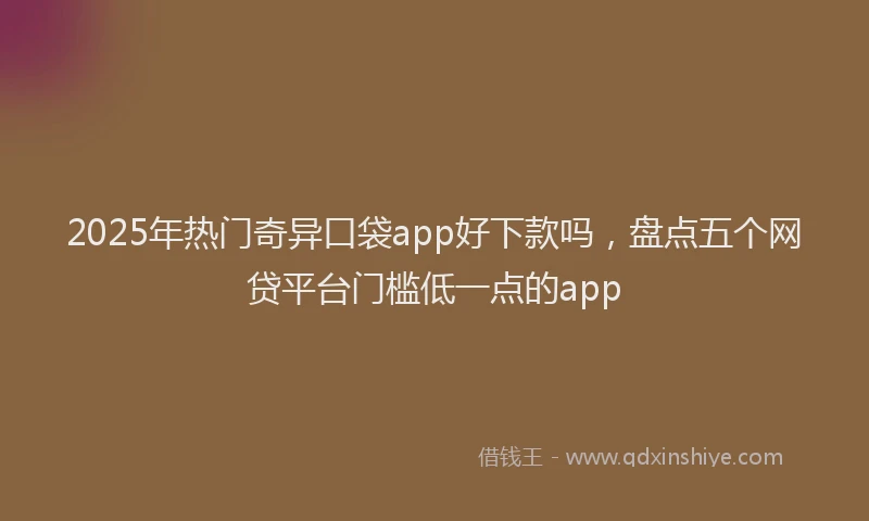 2025年热门奇异口袋app好下款吗，盘点五个网贷平台门槛低一点的app