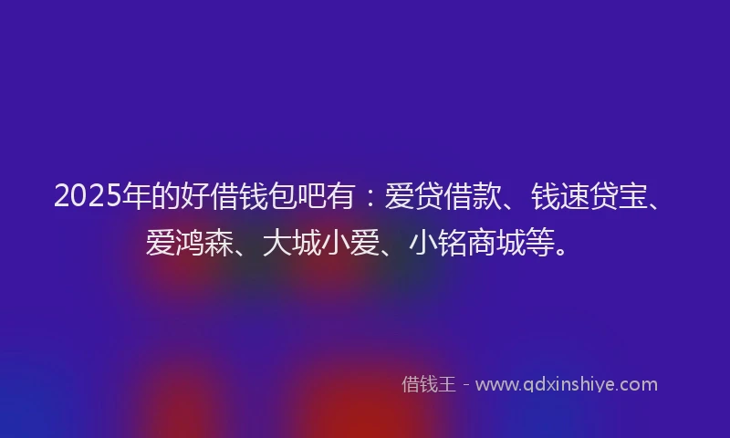 2025年的好借钱包吧有：爱贷借款、钱速贷宝、爱鸿森、大城小爱、小铭商城等。