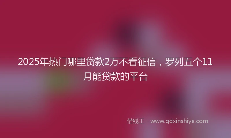 2025年热门哪里贷款2万不看征信，罗列五个11月能贷款的平台
