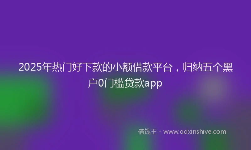 2025年热门好下款的小额借款平台，归纳五个黑户0门槛贷款app