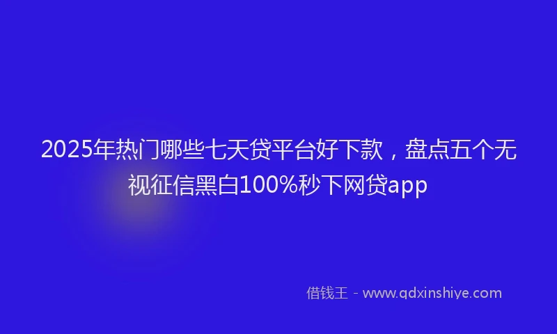 2025年热门哪些七天贷平台好下款，盘点五个无视征信黑白100%秒下网贷app