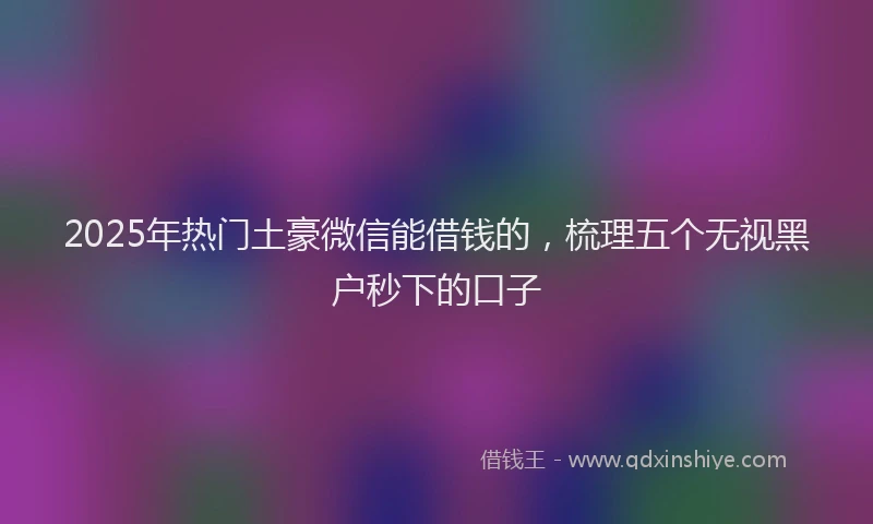 2025年热门土豪微信能借钱的，梳理五个无视黑户秒下的口子