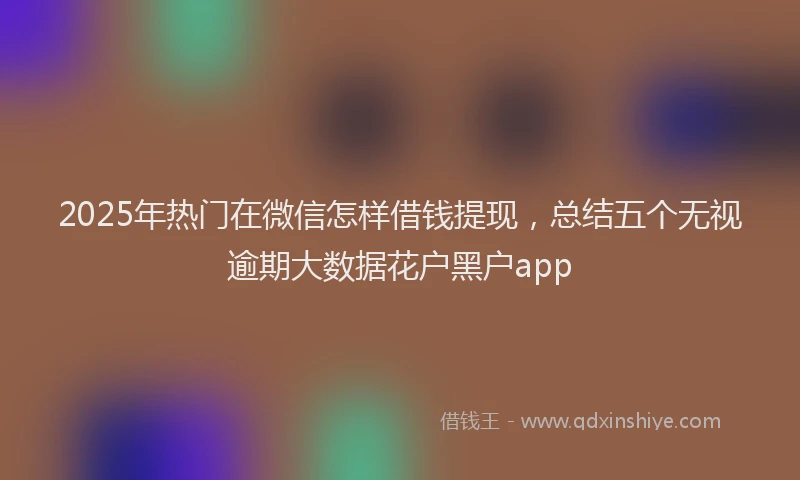 2025年热门在微信怎样借钱提现，总结五个无视逾期大数据花户黑户app
