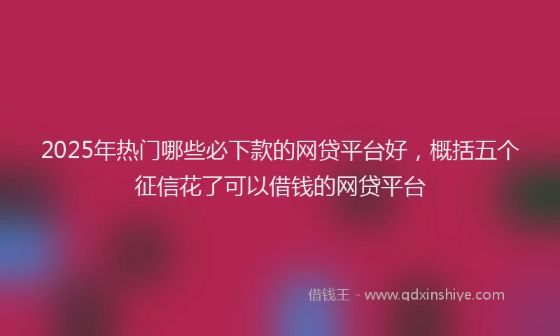 2025年热门哪些必下款的网贷平台好，概括五个征信花了可以借钱的网贷平台