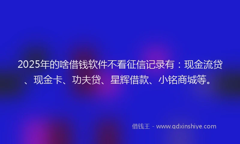 2025年的啥借钱软件不看征信记录有：现金流贷、现金卡、功夫贷、星辉借款、小铭商城等。