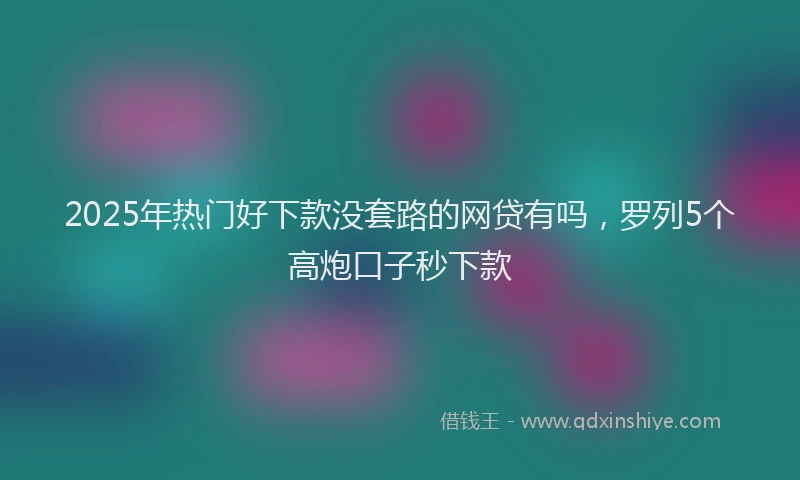 2025年热门好下款没套路的网贷有吗，罗列5个高炮口子秒下款