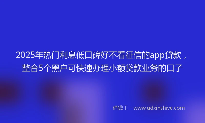 2025年热门利息低口碑好不看征信的app贷款，整合5个黑户可快速办理小额贷款业务的口子