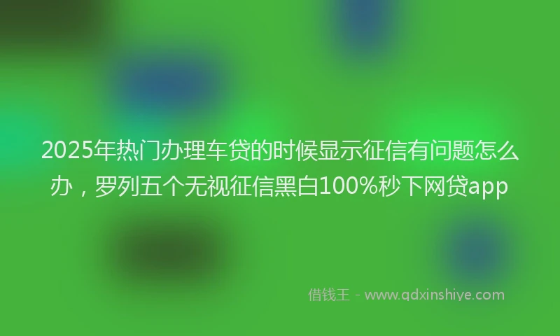 2025年热门办理车贷的时候显示征信有问题怎么办，罗列五个无视征信黑白100%秒下网贷app