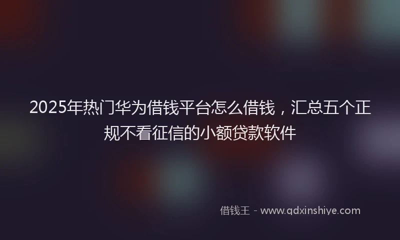 2025年热门华为借钱平台怎么借钱，汇总五个正规不看征信的小额贷款软件