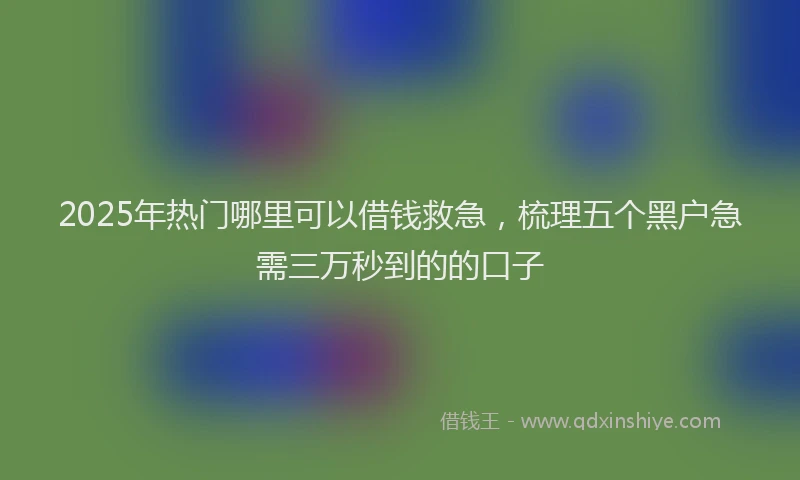 2025年热门哪里可以借钱救急，梳理五个黑户急需三万秒到的的口子