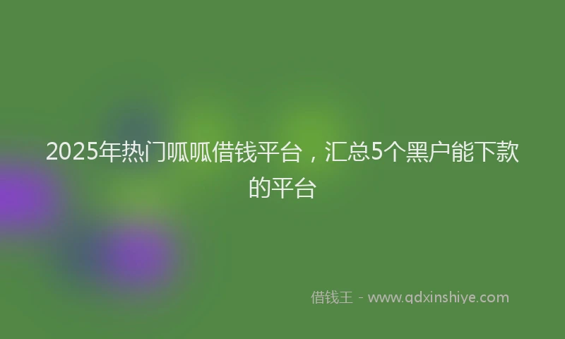 2025年热门呱呱借钱平台，汇总5个黑户能下款的平台
