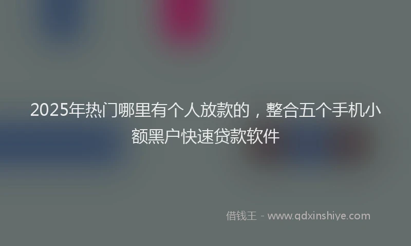 2025年热门哪里有个人放款的，整合五个手机小额黑户快速贷款软件