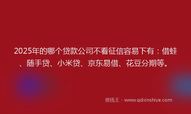 2025年的哪个贷款公司不看征信容易下有：借蛙、随手贷、小米贷、京东易借、花豆分期等。