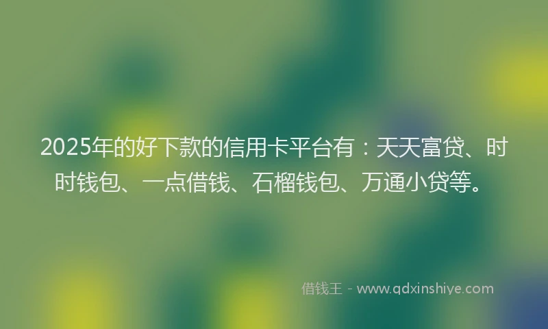 2025年的好下款的信用卡平台有：天天富贷、时时钱包、一点借钱、石榴钱包、万通小贷等。