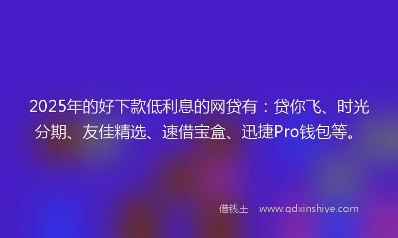 2025年的好下款低利息的网贷有：贷你飞、时光分期、友佳精选、速借宝盒、迅捷Pro钱包等。