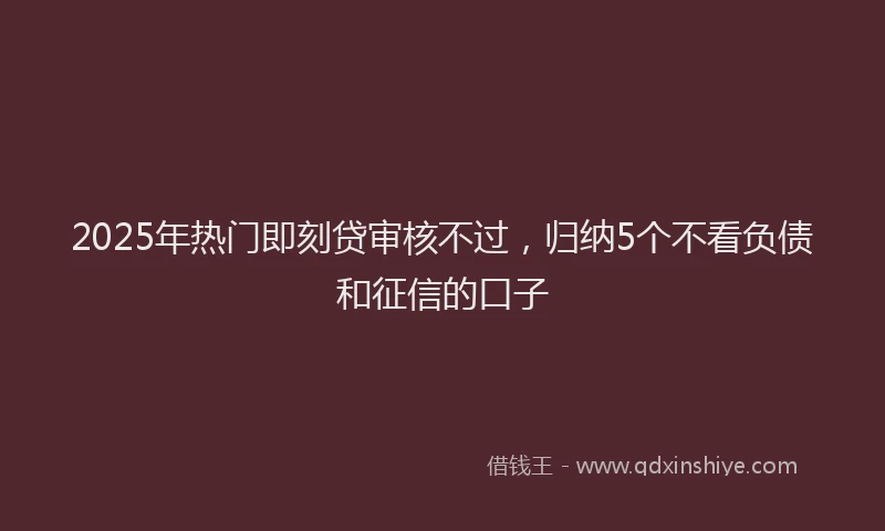 2025年热门即刻贷审核不过，归纳5个不看负债和征信的口子