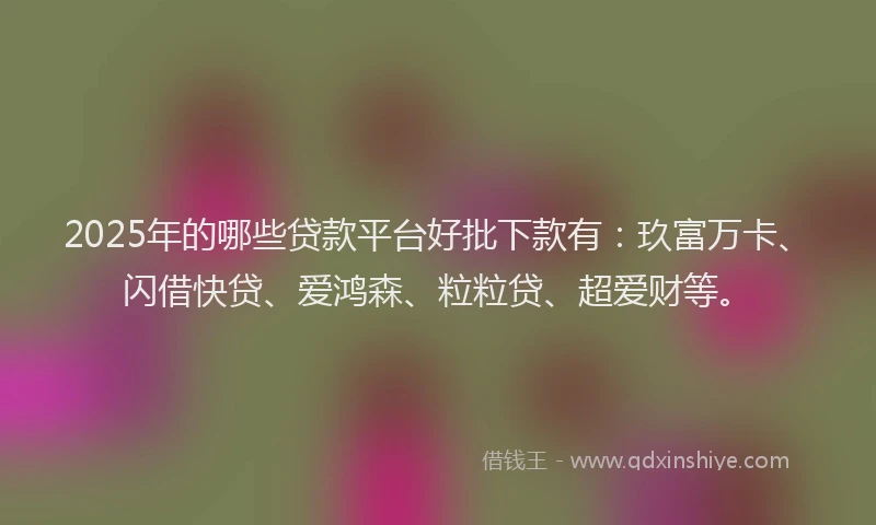 2025年的哪些贷款平台好批下款有：玖富万卡、闪借快贷、爱鸿森、粒粒贷、超爱财等。